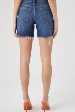 Recycled Cotton Frayed Denim Shorts