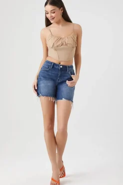 Recycled Cotton Frayed Denim Shorts