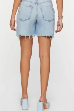 Recycled Cotton Frayed Denim Shorts