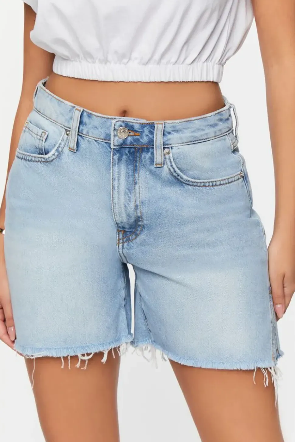 Recycled Cotton Frayed Denim Shorts