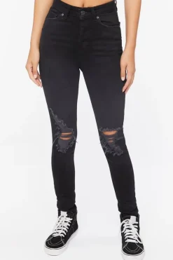 Recycled Cotton High-Rise Distressed Jeans