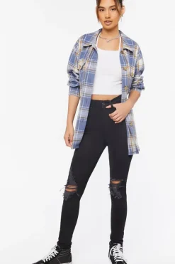 Recycled Cotton High-Rise Distressed Jeans