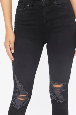 Recycled Cotton High-Rise Distressed Jeans