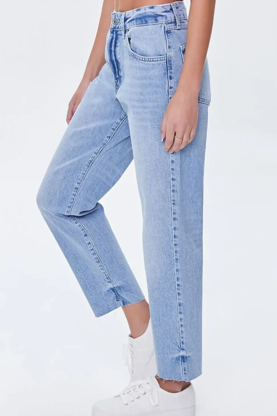 Recycled Cotton Raw-Cut Mom Jeans