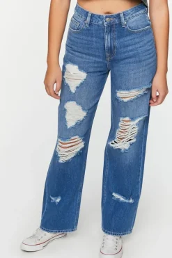 Recycled Cotton 90S-Fit Distressed Jeans