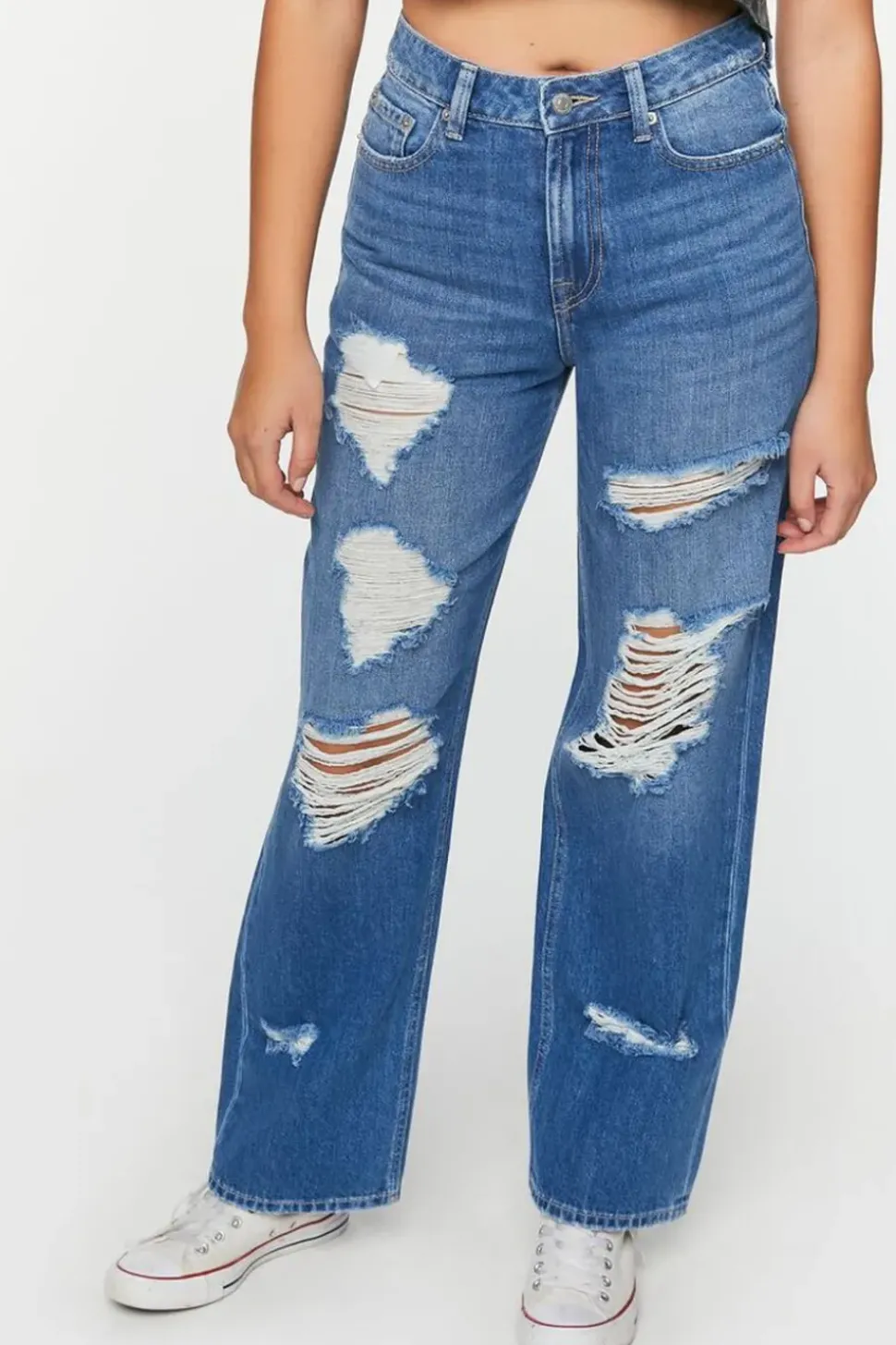 Recycled Cotton 90S-Fit Distressed Jeans