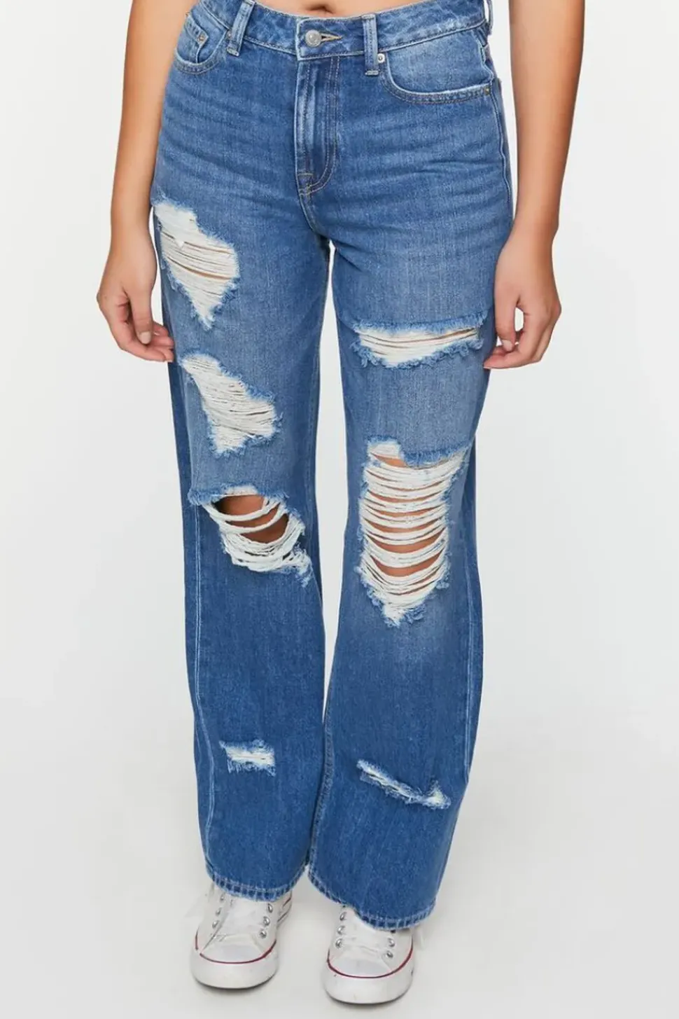 Recycled Cotton 90S-Fit Distressed Jeans