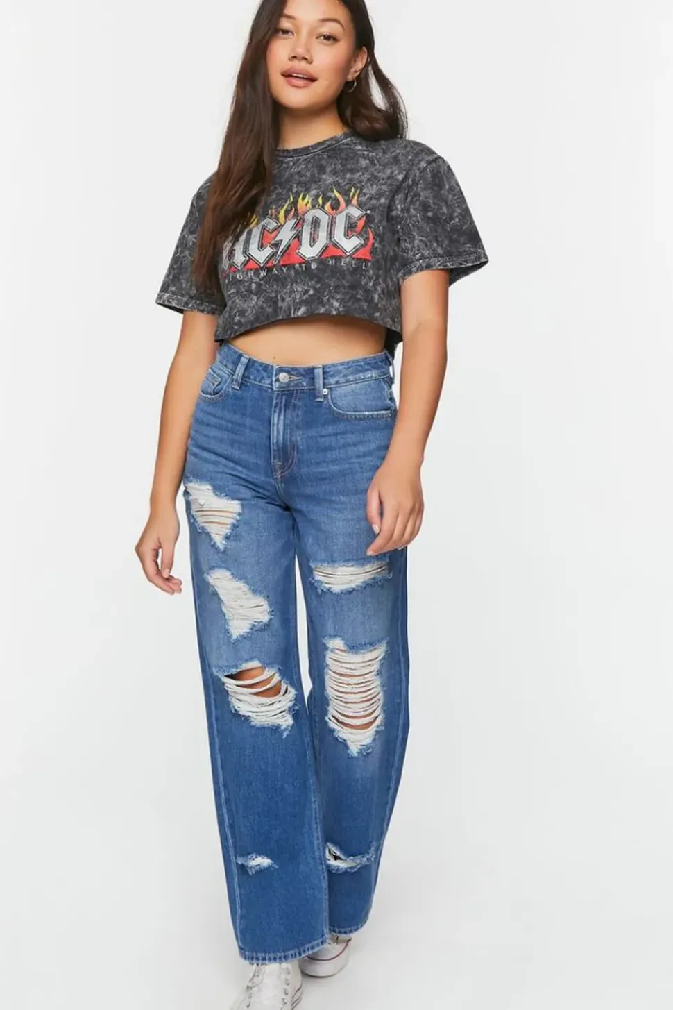Recycled Cotton 90S-Fit Distressed Jeans