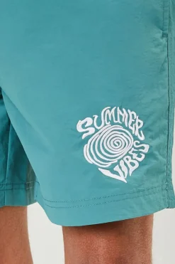 Recycled Nylon Graphic Swim Trunks