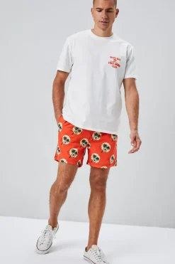 Recycled Nylon Palm Tree Print Swim Trunks