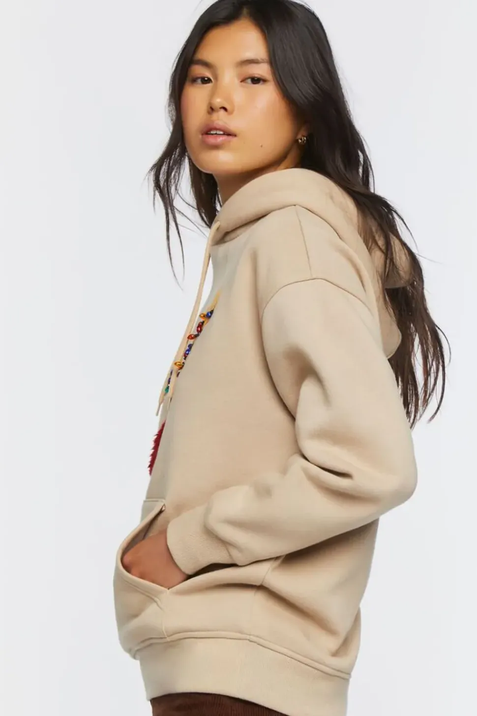 Reindeer Embroidered Graphic Hoodie