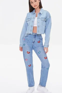 Relaxed Butterfly Patch Jeans