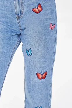 Relaxed Butterfly Patch Jeans