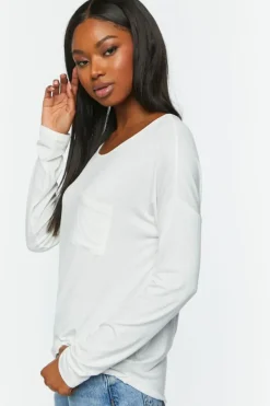 Relaxed Scoop-Neck Long-Sleeve Top