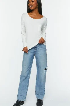 Relaxed Scoop-Neck Long-Sleeve Top