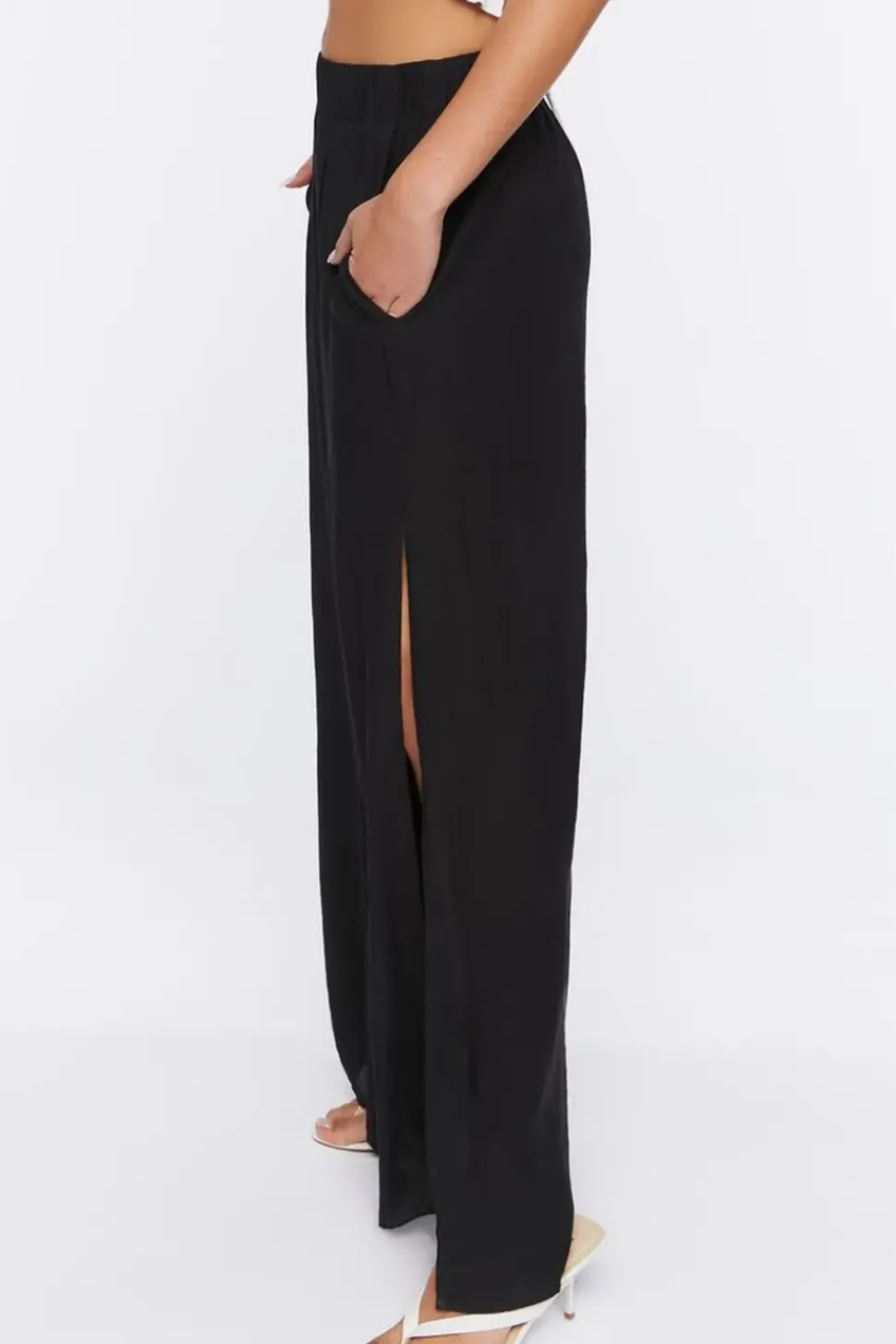 Relaxed Wide-Leg Slit Pants