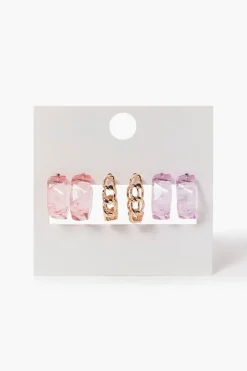 Resin Open-End Hoop Earring Set