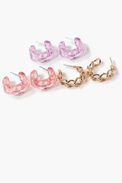 Resin Open-End Hoop Earring Set