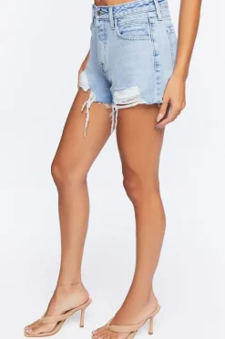Retro Frayed Distressed Denim Shorts