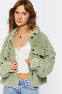 Reverse Fleece Cropped Shacket