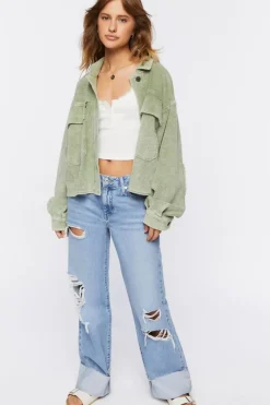 Reverse Fleece Cropped Shacket