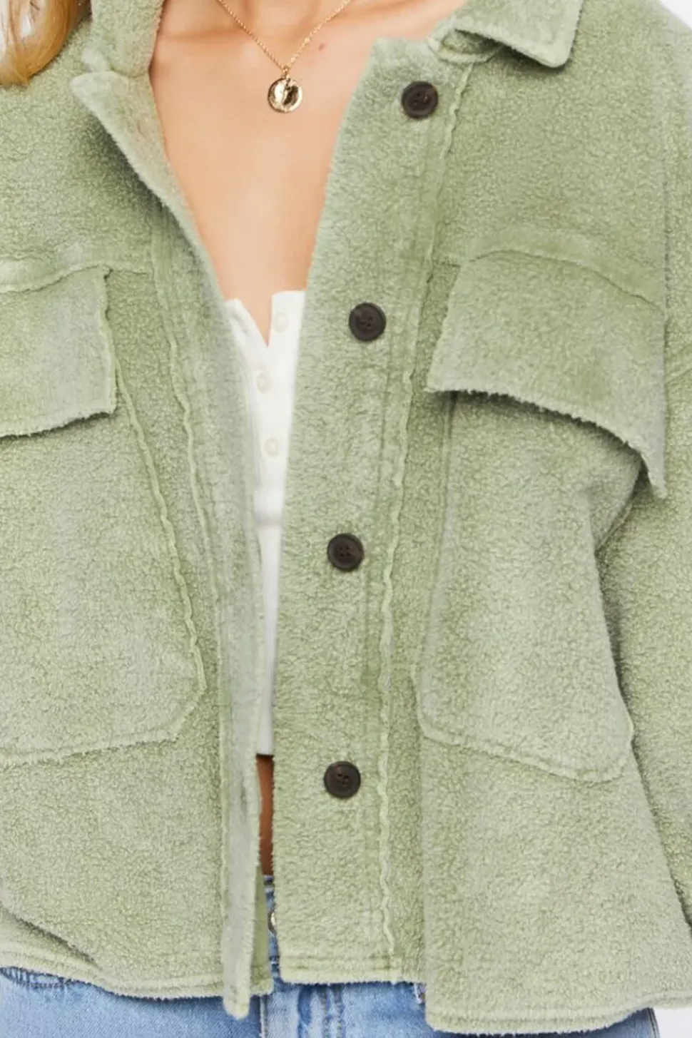 Reverse Fleece Cropped Shacket