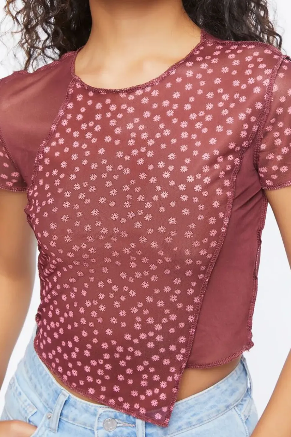 Reworked Ditsy Floral Mesh Tee