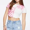 Reworked Floral Print Cropped Tee