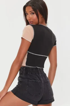 Reworked Lace-Up Crop Top