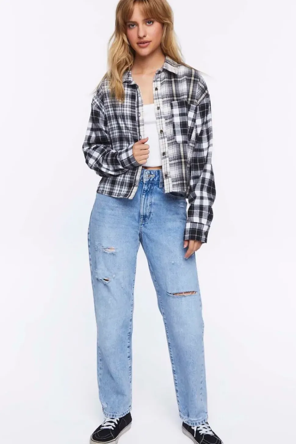 Reworked Mixed Plaid Flannel Shirt