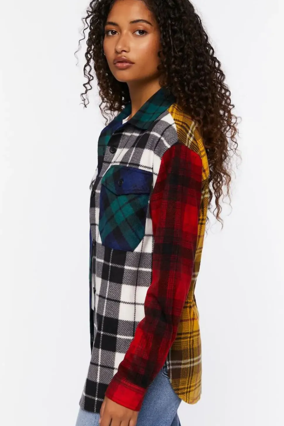 Reworked Mixed Plaid Flannel Shirt