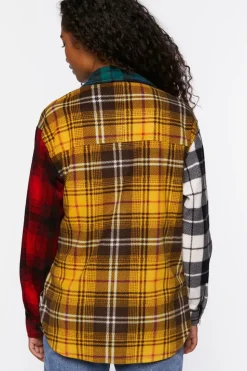 Reworked Mixed Plaid Flannel Shirt