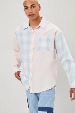Reworked Plaid Button-Front Shirt