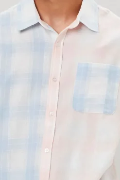 Reworked Plaid Button-Front Shirt
