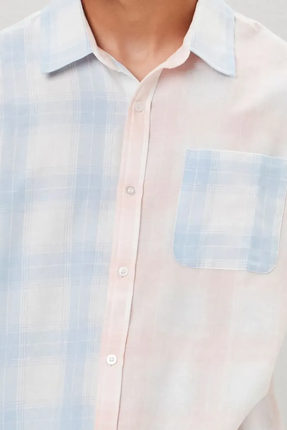 Reworked Plaid Button-Front Shirt