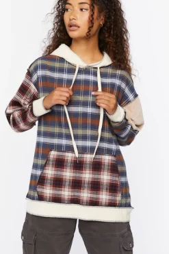 Reworked Plaid Colorblock Hoodie