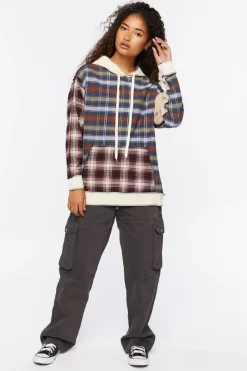 Reworked Plaid Colorblock Hoodie