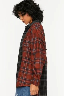 Reworked Plaid High-Low Shirt