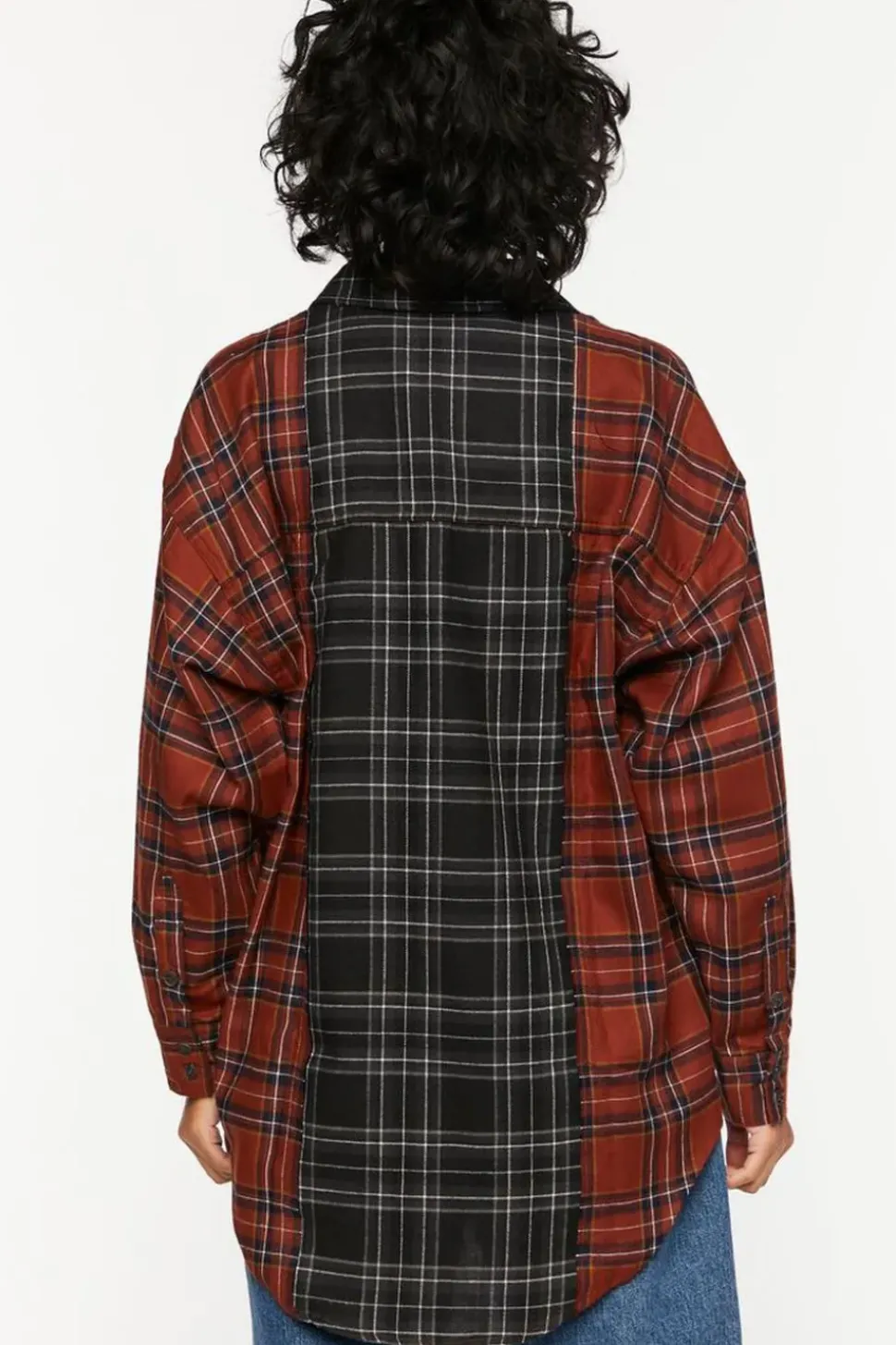 Reworked Plaid High-Low Shirt
