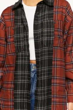 Reworked Plaid High-Low Shirt