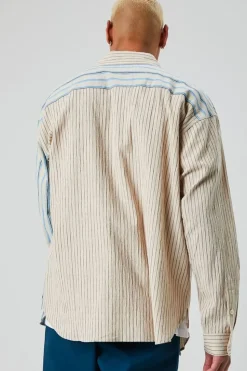 Reworked Striped Button-Front Shirt