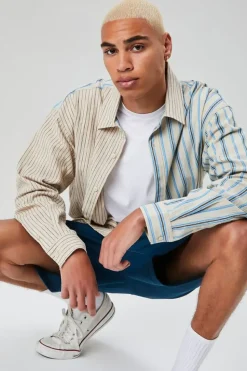 Reworked Striped Button-Front Shirt