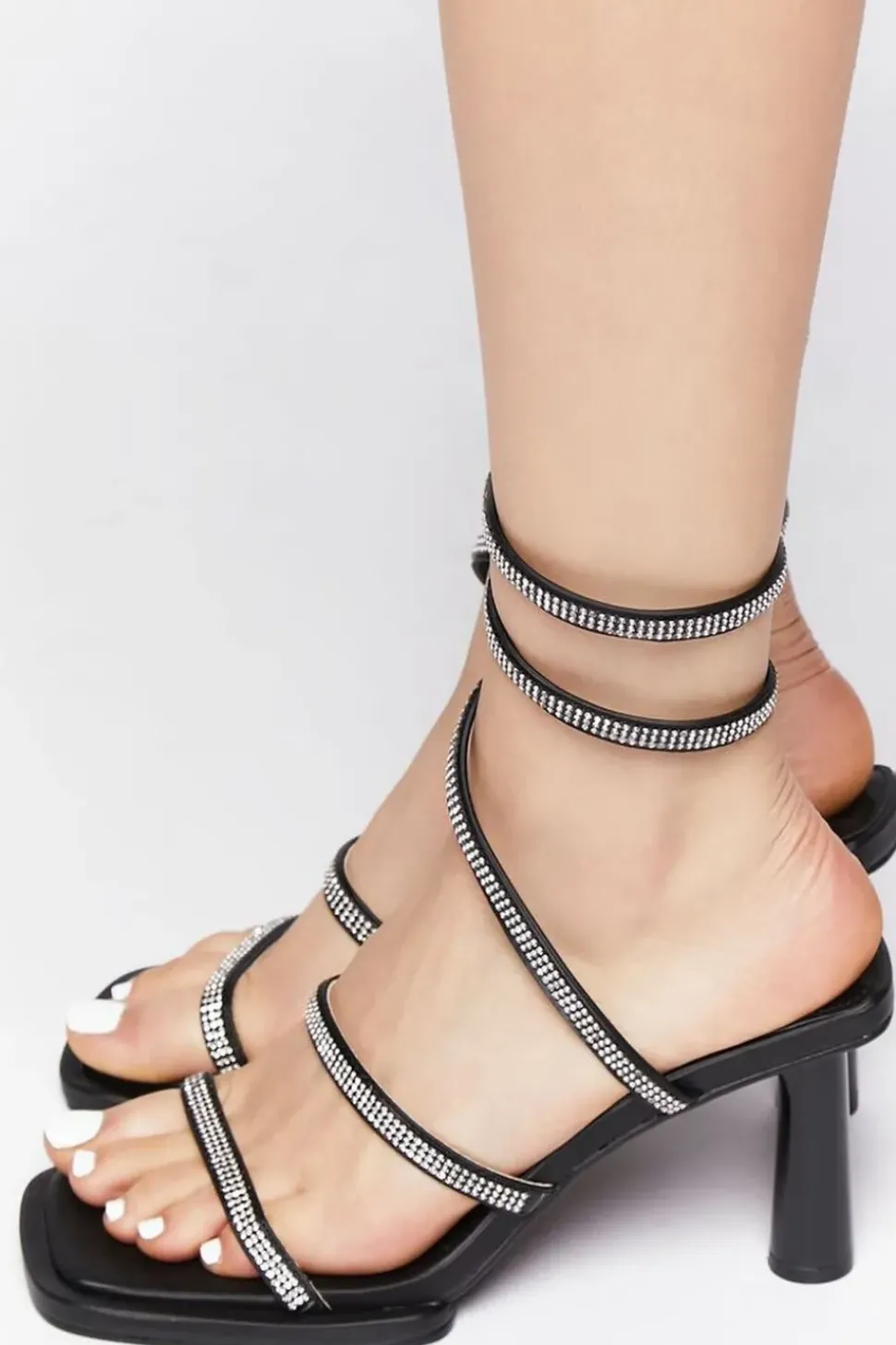 Rhinestone Ankle-Wrap Stiletto Heels