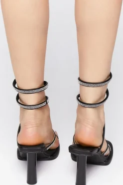 Rhinestone Ankle-Wrap Stiletto Heels