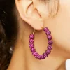 Rhinestone Beaded Hoop Earrings