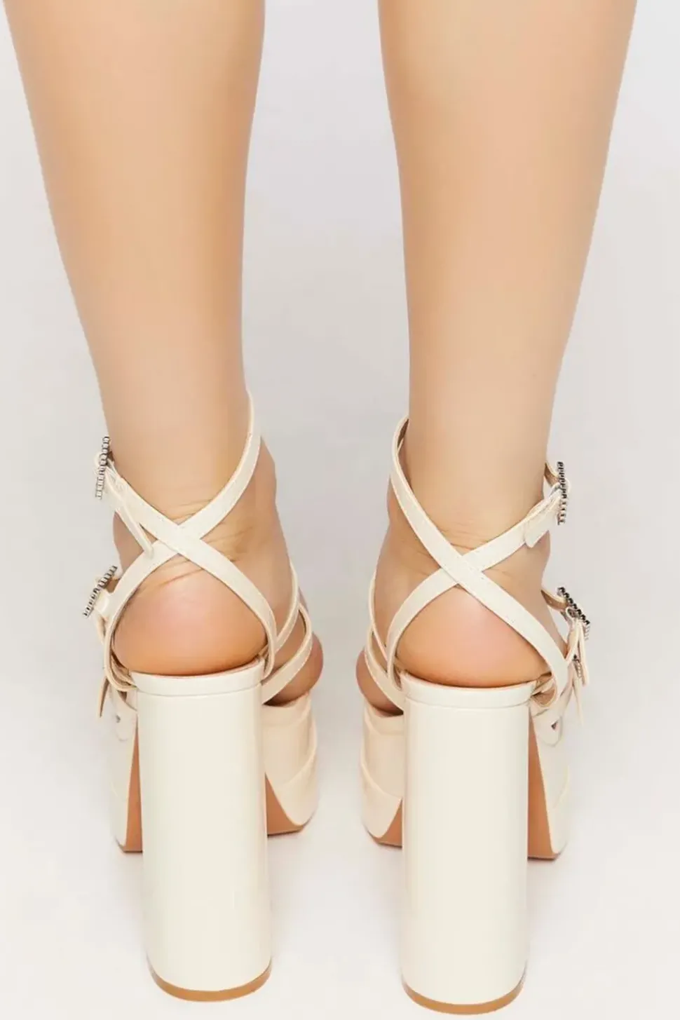 Rhinestone-Buckled Platform Heels