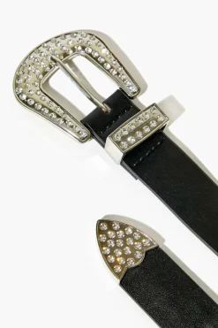 Rhinestone Buckle Faux Leather Belt
