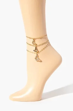 Rhinestone Butterfly Anklet Set
