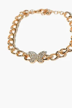 Rhinestone Butterfly Chain Bracelet