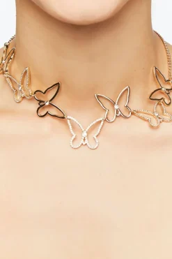 Rhinestone Butterfly Statement Necklace